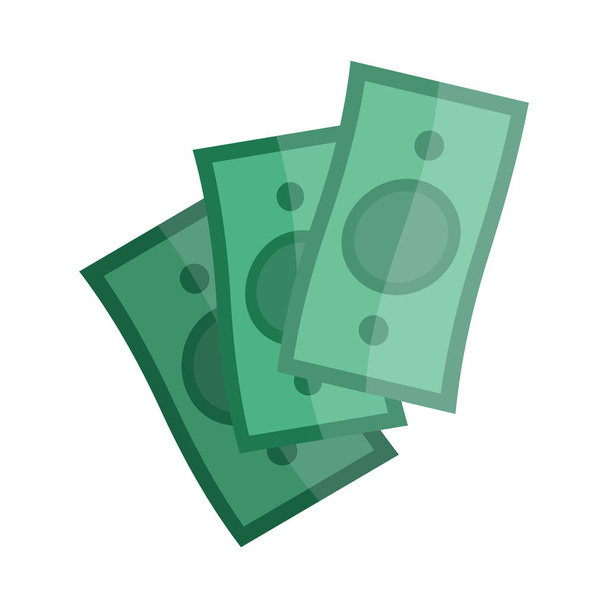 Casino Green Money Isolated on White. Paper Notes. - Vector, imagen