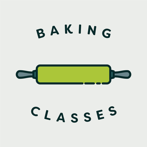rolling pin with text baking classes - Vetor, Imagem