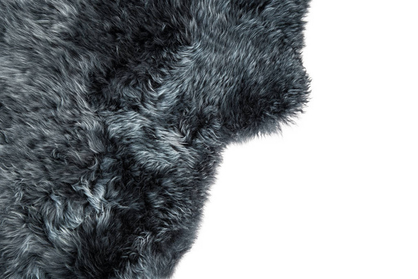 Sheep fur Grey sheepskin rug background texture - Foto, Imagen