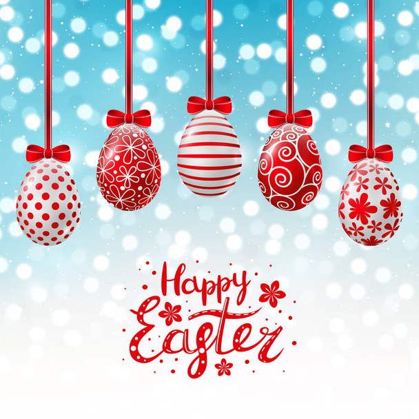 Red Easter eggs - Вектор,изображение
