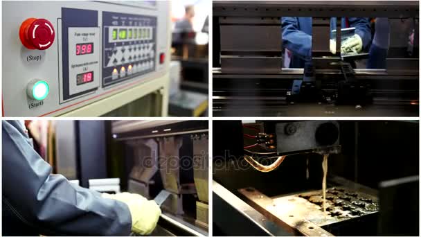 Laser behandeling van metaal in industriële fabriek - snijden van metaal - Video