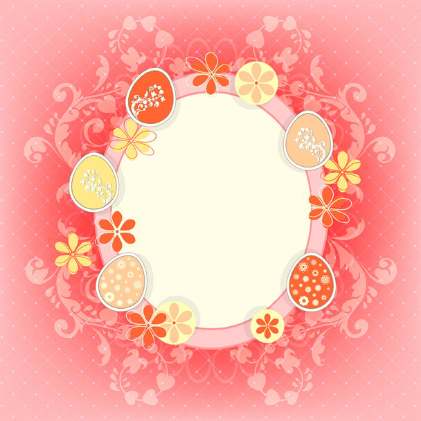 design with Easter eggs and flowers - Vector, Image