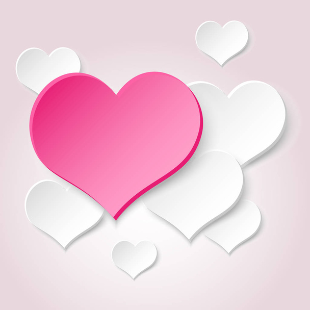 white valentine hearths from paper and one big pink heart eps10 - Vector, imagen