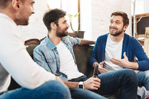 Nice joyful men chatting with each other - Φωτογραφία, εικόνα