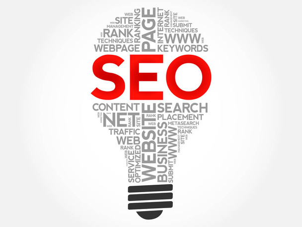 SEO (search engine optimization) bulb - Вектор,изображение