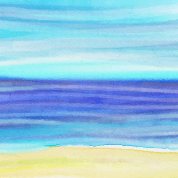 Textura de acuarela azul con olas de mar abstractas y arena
 - Vector, imagen