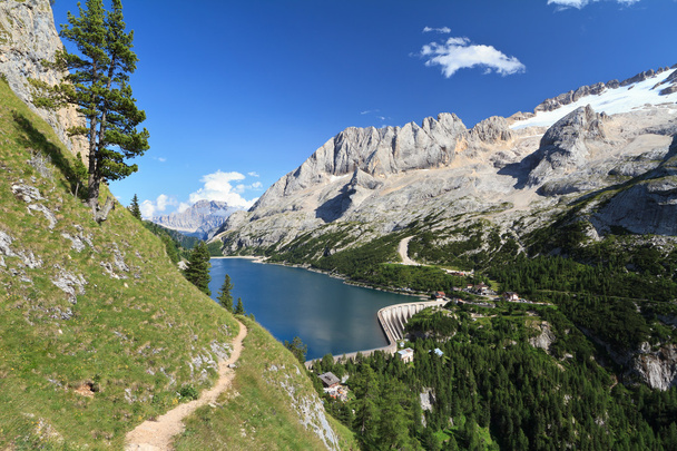 Dolomiti - Fedaia pass with lake - Photo, Image