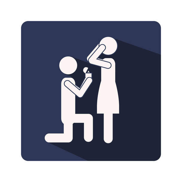 renk siluet çerçeve ile bir adam kadın için önerilen evlilik - Vektör, Görsel