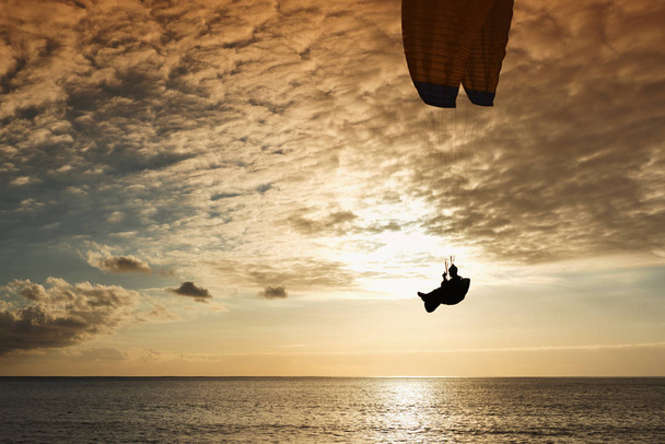 Silueta de parapente volador
 - Foto, Imagen