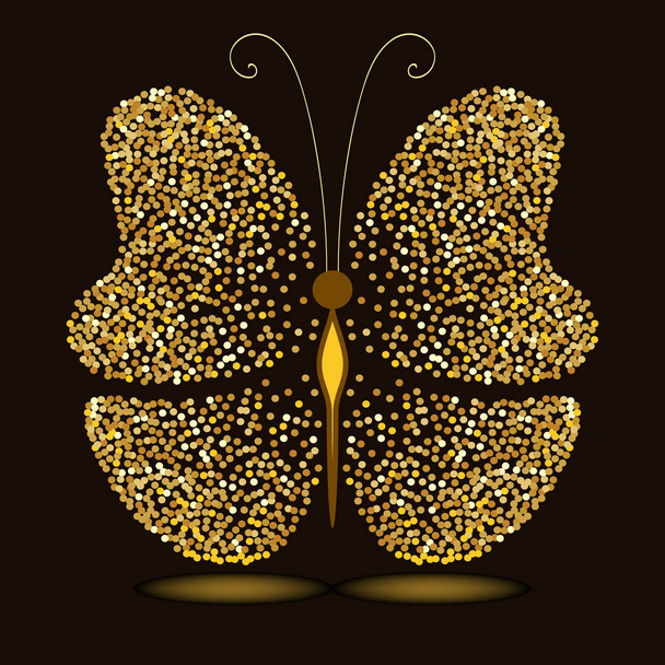 Abstract butterfly shape gold tinsel - Vector, Imagen