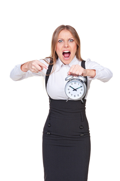 rozzlobený šéf ukazující na hodiny - Fotografie, Obrázek