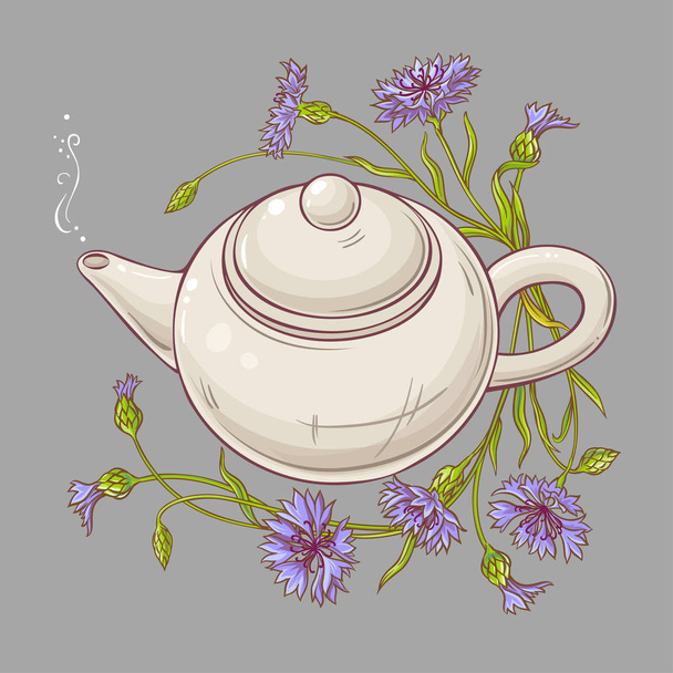 cornflower tea illustration - Διάνυσμα, εικόνα