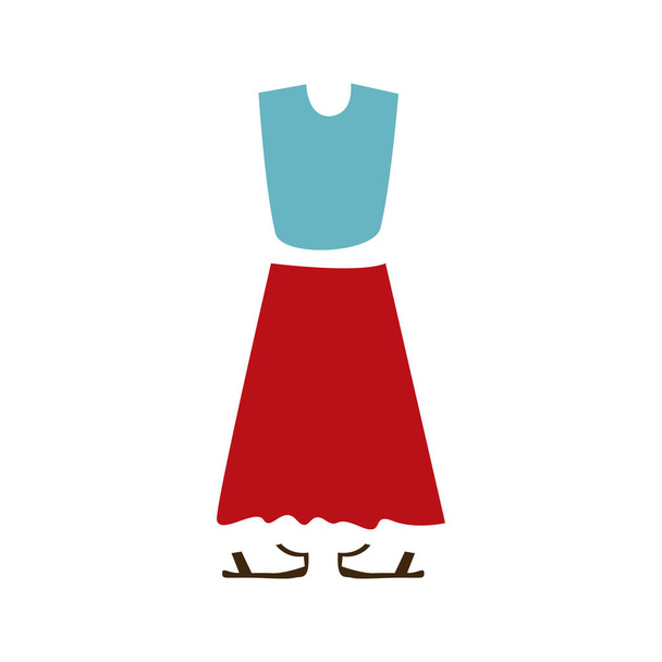 color silhouette with female clothing dress large - Vector, Image
