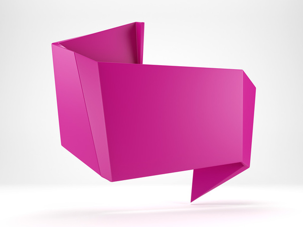 3d abstract glossy magenta origami speech bubble - 写真・画像