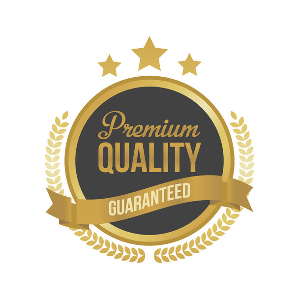 Vector gegarandeerde Premiumkwaliteit goud teken, ronde Label - Vector, afbeelding