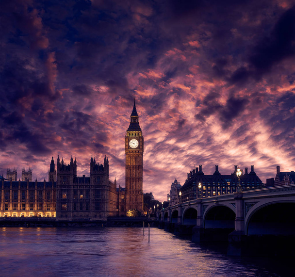 Big Ben Clock Tower London at Thames River - Photo, Image