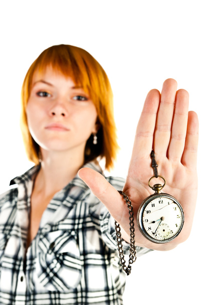 Vrouw met klok - Foto, afbeelding