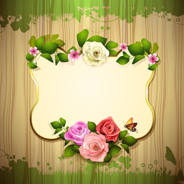Mirror with roses - Vektor, obrázek