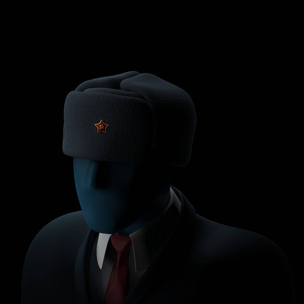Безликий анонимный русский компьютерный хакер в темноте
 - Фото, изображение