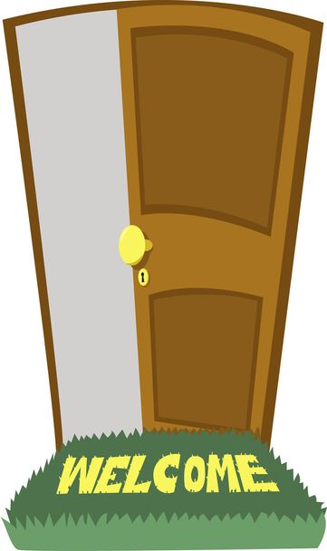 Приветственный ковер и открытая дверь
 - Вектор,изображение