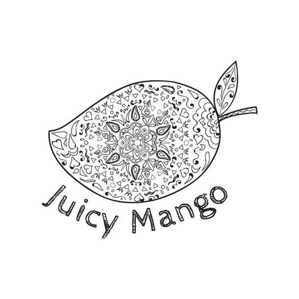 Sappige Mango zwart-wit Mandala  - Vector, afbeelding
