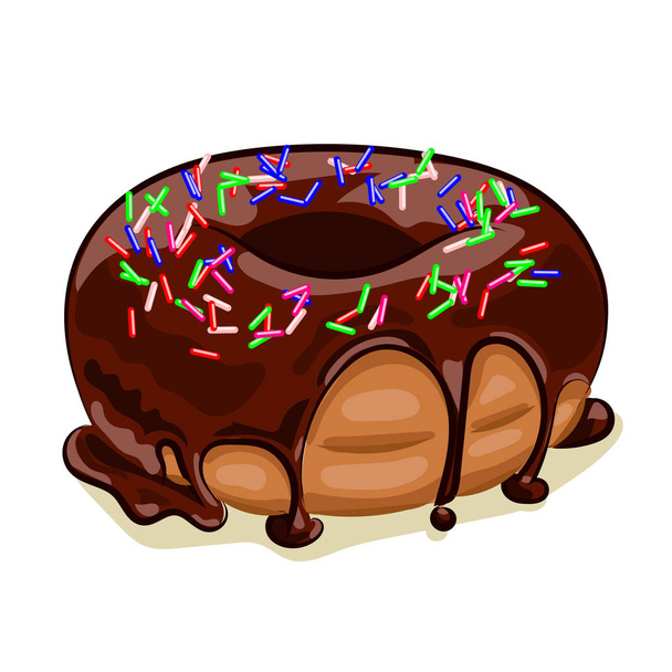 donuts with chocolate and frosting isolated at the white background - Vector, Imagen