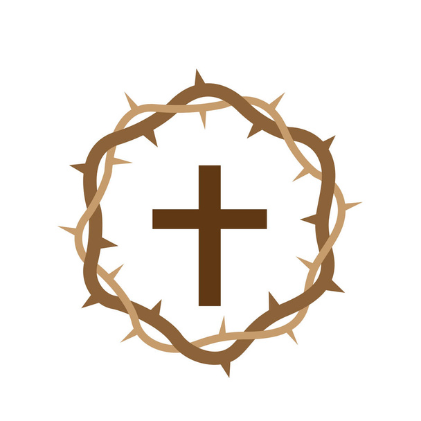 Cruz con corona de madera
 - Vector, imagen