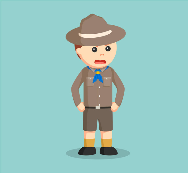 angry boy scout color - Vector, afbeelding