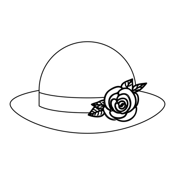 silhouette lace bowler hat roses retro design - Vector, Image