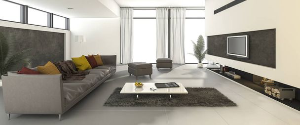 3d rendant beau salon moderne et propre avec canapé coloré
 - Photo, image