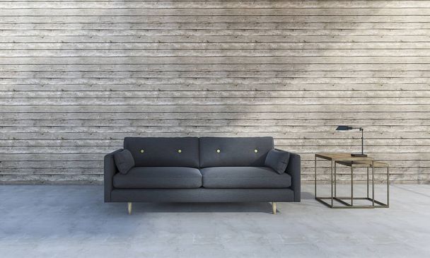3d renderizado hermoso sofá azul en frente de fondo de madera
 - Foto, imagen