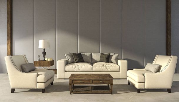 3D renderowania klasyczne komfortowy fotel salon - Zdjęcie, obraz
