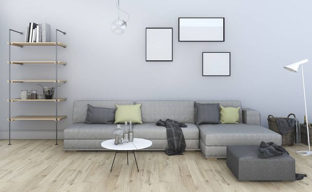 3d rendering nice vintage grey living room with furniture - Foto, Bild