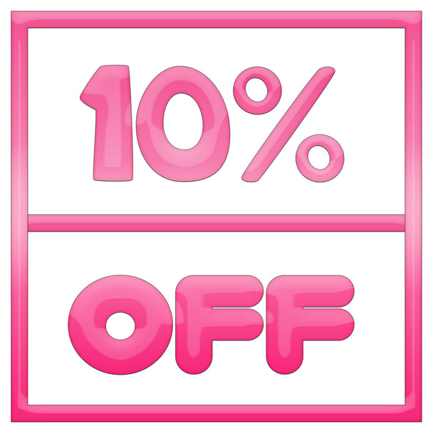 Pink Jelly words 10% off on white background - Φωτογραφία, εικόνα