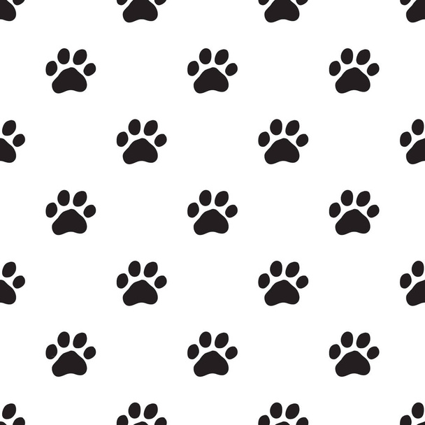 Seamless dog paw pattern on white - Vektör, Görsel