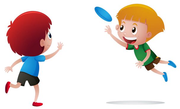 Két fiú játék frisbee - Vektor, kép
