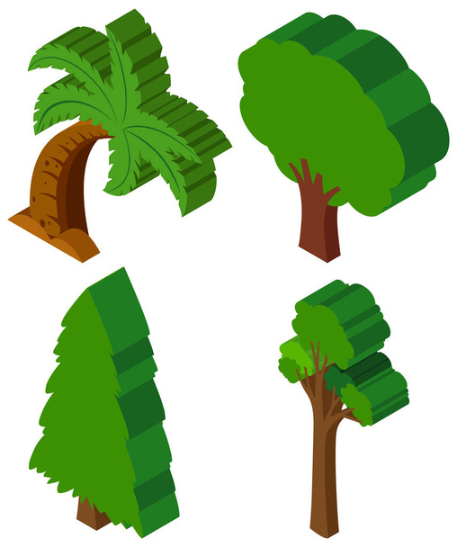 木の種類の 3 d デザイン - ベクター画像
