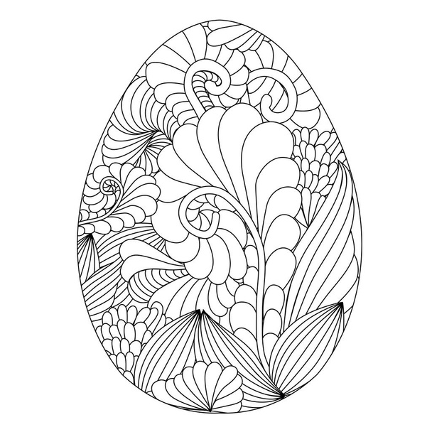 Ручне намальоване декоративне великоднє яйце з каракулевим візерунком для колорину
 - Вектор, зображення
