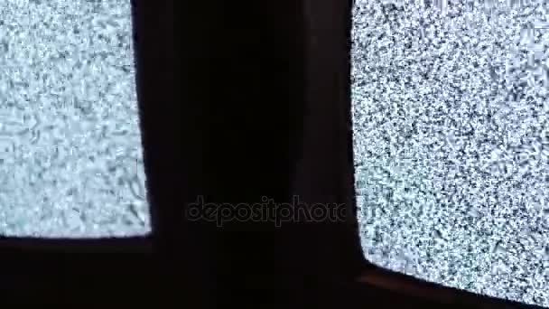 Televizyon statik gürültü siyah beyaz - Video, Çekim