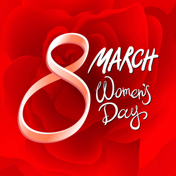 8 березня жіночий день. червоний трояндовий фон
 - Вектор, зображення