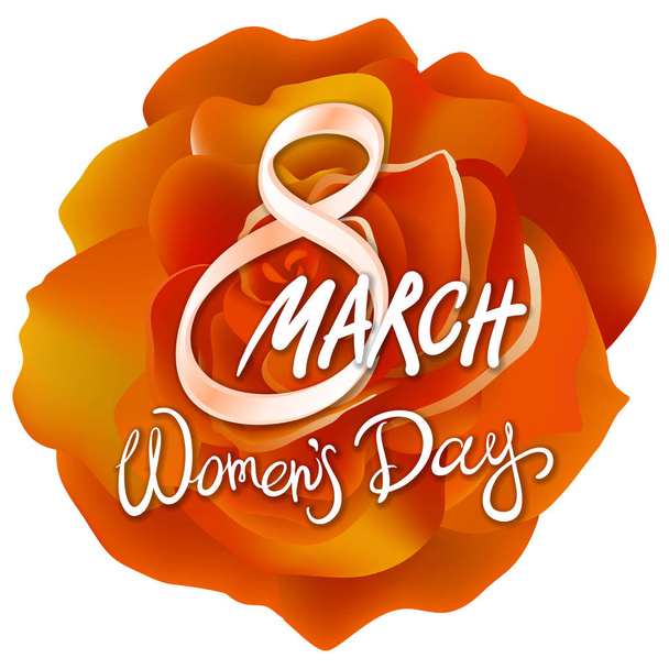 8 march womens day. orange rose background - Вектор,изображение