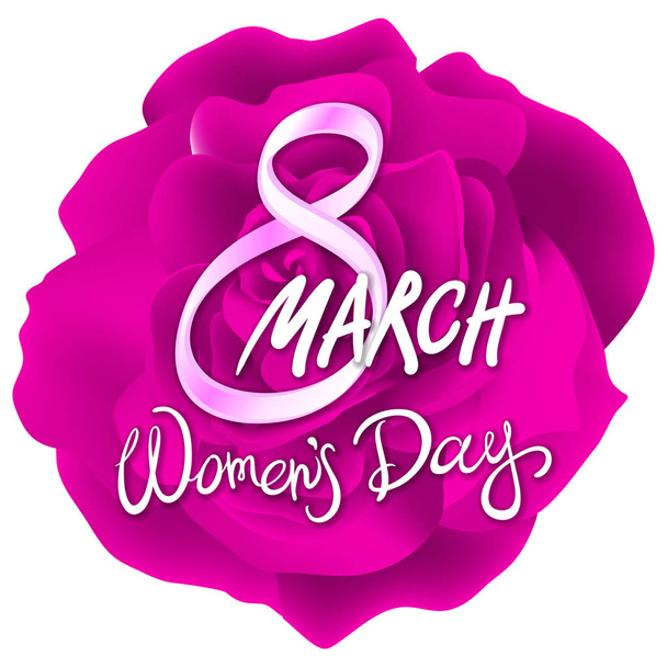 8 march womens day. red pink rose background - Vektör, Görsel