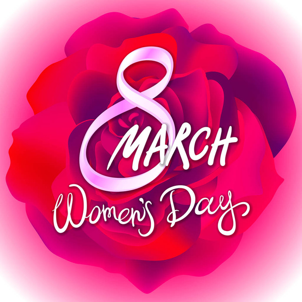 8 march womens day. red pink rose background - Vektor, kép