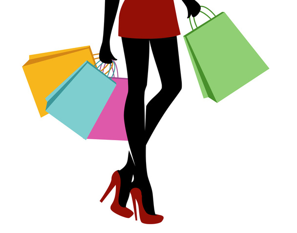 Shopping girl - Vektor, kép