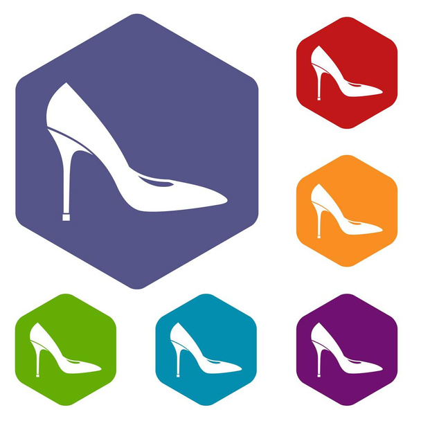 Women shoe with high heels icons set - Vector, Imagen