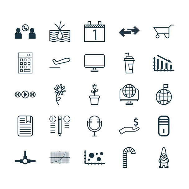 Set Of 25 Universal Editable Icons. Can Be Used For Web, Mobile And App Design. Includes Elements Such As Agenda, Mike, Lollipop And More. - Vector, imagen