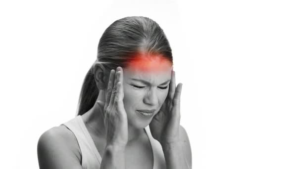 Frau leidet unter Kopfschmerzen - Filmmaterial, Video