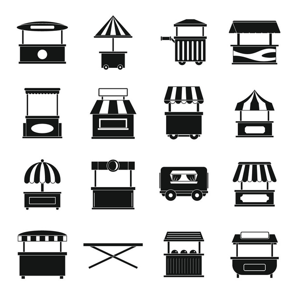 Street food truck icons set, simple style - Wektor, obraz