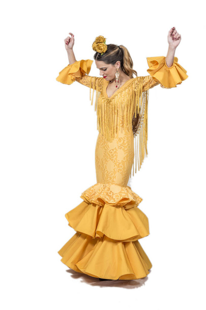 Portrait of young Flamenco dancer in beautiful dress  - Foto, afbeelding