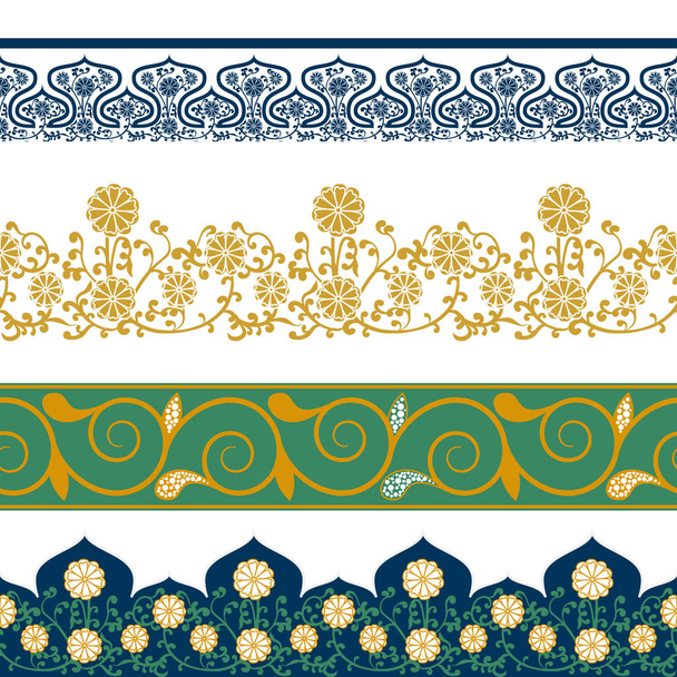 Borders Seamless patterns with chinese floral ornament. vector illustration - ベクター画像